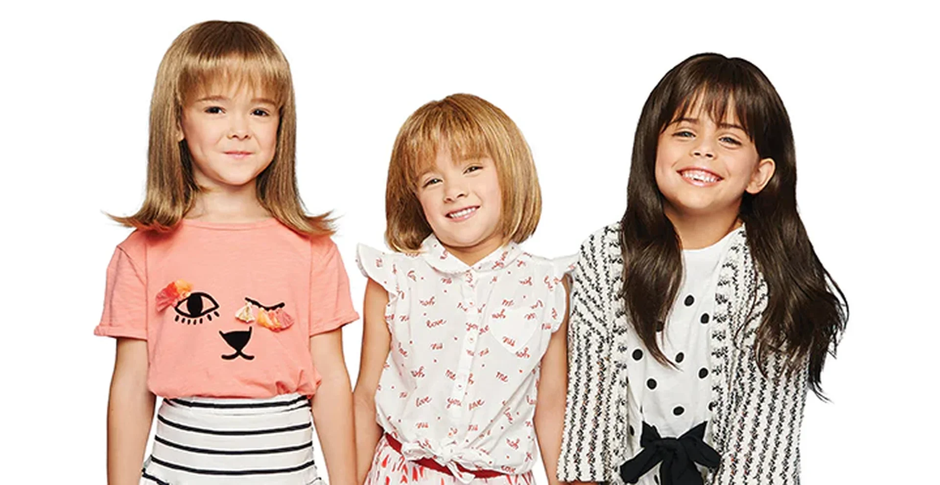 Kids wearing hair loss wigs